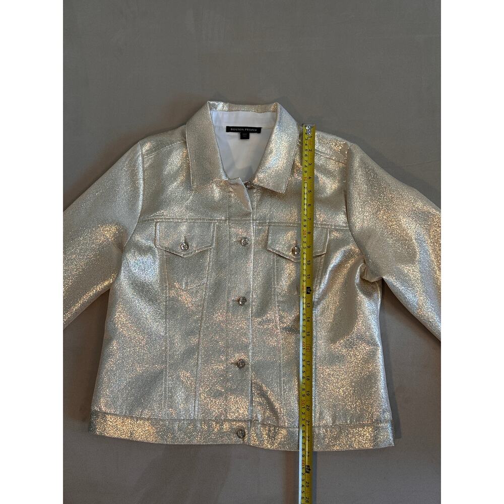 Boston Proper Gold Metallic Large Button-Up Jacket - Picture 9 of 12